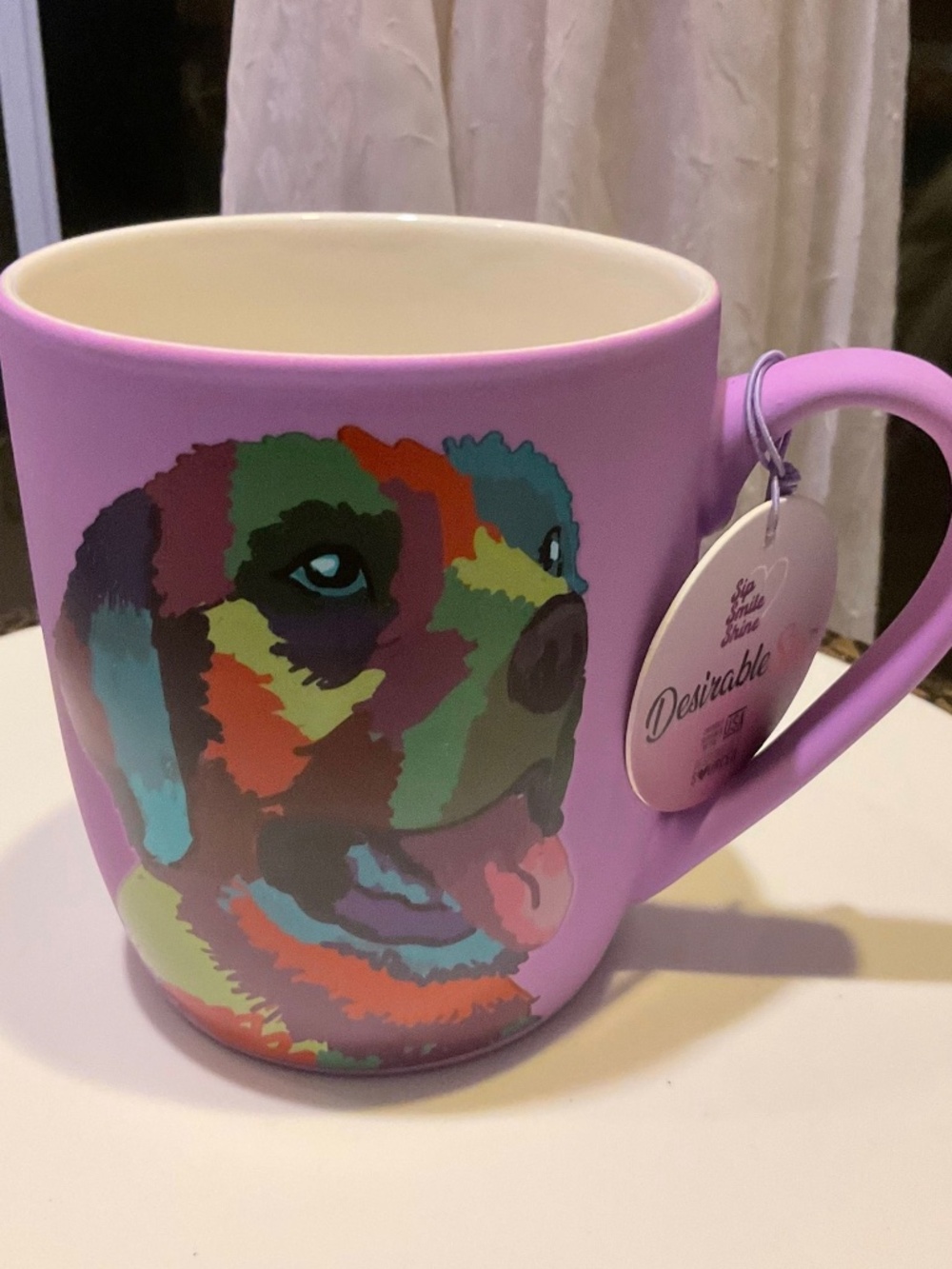 Lilac Pop Art Dog Coffee Mug NWT
